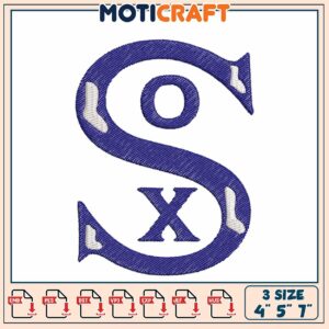 Option 1 (Focus on product) Embroidery Design Sox Logo 4x5x7 Inch