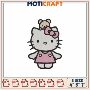 Option 1 (Focus on character) Hello Kitty Embroidery Design 4x5x7 Inch