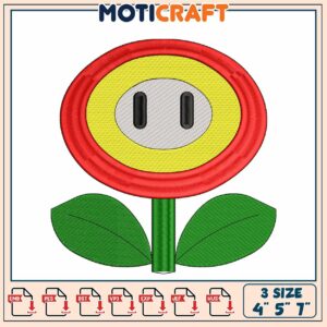 Option 1 (Focus on character) Super Mario Flower Embroidery Design