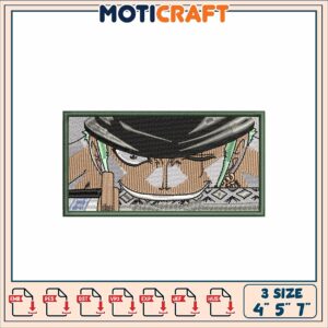One Piece Zoro Embroidery Design for Custom Projects 4x5 7 Inches