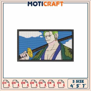 One Piece Zoro Embroidery Design File for Machine 4 5 7 Inch Sizes
