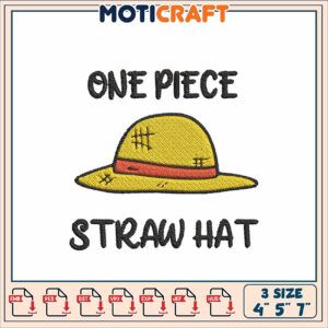 One Piece Straw Hat Embroidery Design for Craft Projects