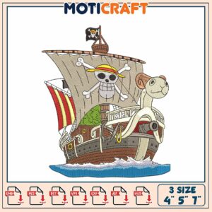 One Piece Thousand Sunny Embroidery Design