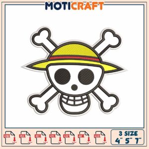 One Piece Skull Embroidery Design