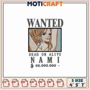One Piece Nami Wanted Embroidery Design