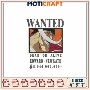 One Piece Edward Newgate Embroidery Design