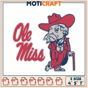 Ole Miss Embroidery Design 4x5x7 Inch