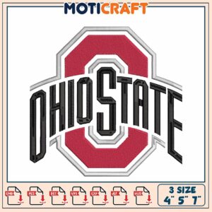 Ohio State Embroidery Design 3 Sizes