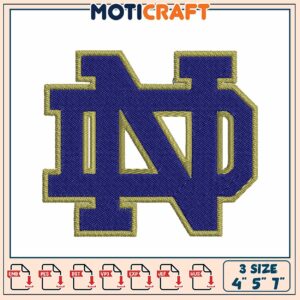 Notre Dame ND Embroidery Design 3 Sizes