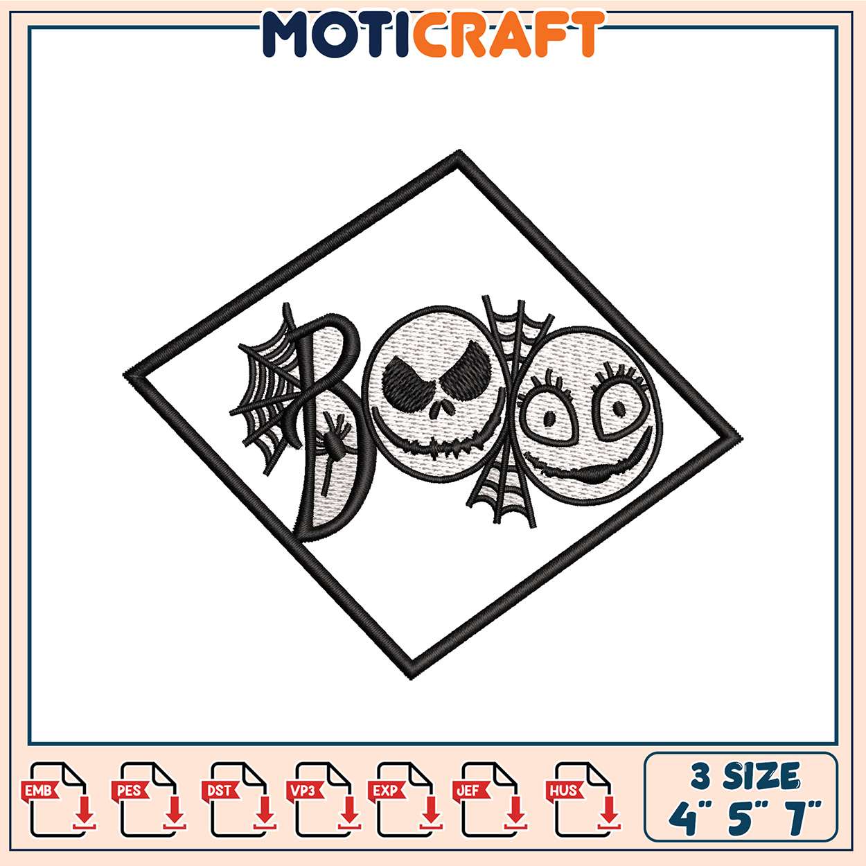 Nightmare Before Christmas Boo Embroidery Nightmare Before Christmas Boo Embroidery