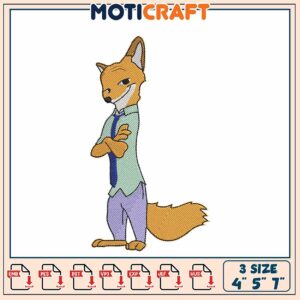 Nick Wilde Embroidery Design 3 Sizes
