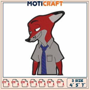 Nick Wilde Embroidery Design 3 Sizes