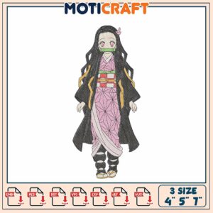Nezuko Kamado Embroidery Design 4x5x7 Inch