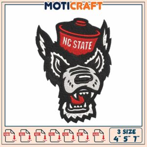 NC State Wolf Embroidery Design 3 Sizes