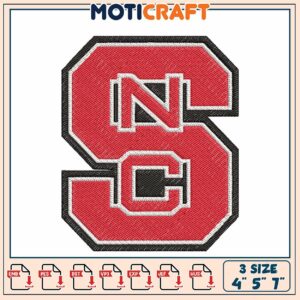 NC State Embroidery Design 4x5x7 Inch