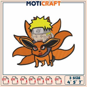Naruto Kurama Embroidery Design 4x5x7 Inch