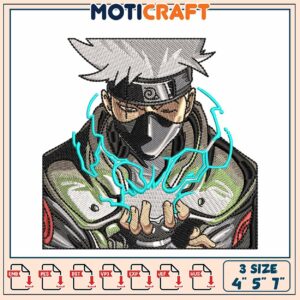 Naruto Kakashi Embroidery Design 4x5x7 inch