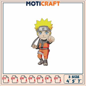 Naruto Embroidery Design Pattern for Craft Projects in Three Sizes