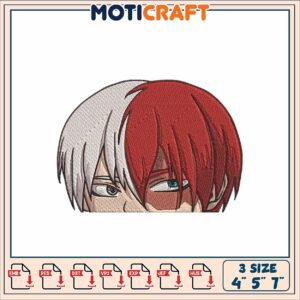 My Hero Academia Todoroki Embroidery Design 4x5 7 Inches Formats