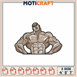Muscular Man Embroidery Design 4x5x7 Inch