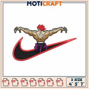 Muscular Anime Nike Embroidery Design