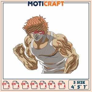 Muscular Anime Embroidery Design 4x5x7 Inch
