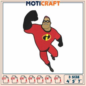 Mr Incredible Embroidery Design 4x5x7 Inch