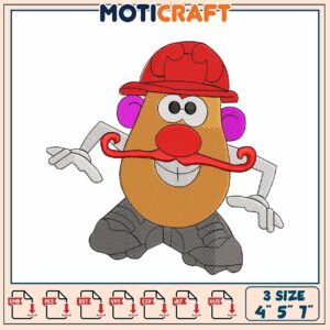 Mr Potato Head Firefighter Embroidery Design