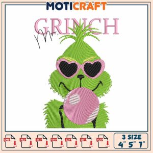 Mr Grinch Embroidery Design 4x5x7 Inch