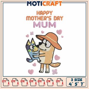 Mothers Day Embroidery Dog Design