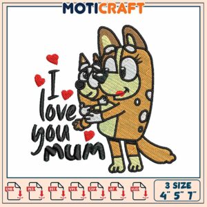 Mothers Day Dog Embroidery Design