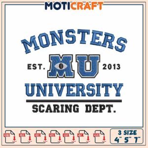Monsters University Embroidery Design