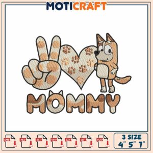 Mommy Dog Peace Sign Embroidery Design