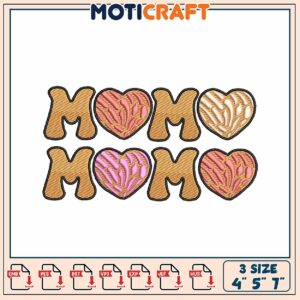 Mom Heart Embroidery Design 4x5x7 Inch