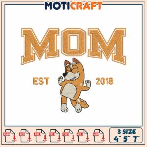 Mom Embroidery Design with Dog 3 Sizes