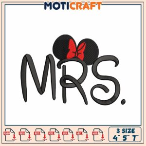 Minnie Mouse Mrs Embroidery Design