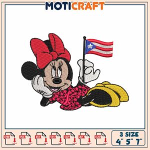 Minnie Mouse Puerto Rico Embroidery Design