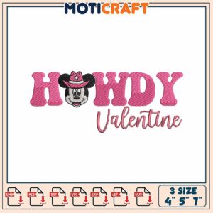 Minnie Mouse Howdy Valentine Embroidery Design