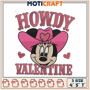 Minnie Mouse Howdy Valentine Embroidery