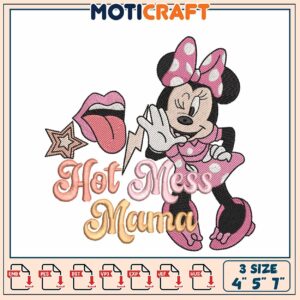 Minnie Mouse Hot Mess Mama Embroidery