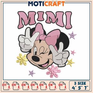 Minnie Mouse Fun Embroidery Design for DIY Projects 4x5x7 Inches