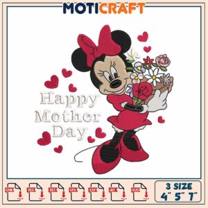 Minnie Mouse Happy Mother Day Embroidery Design for Home Decor