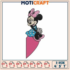 Minnie Mouse Embroidery Design for Sewing Machine in Three Sizes