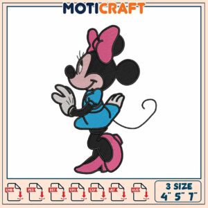Minnie Mouse Embroidery Design for Craft Projects in Three Sizes