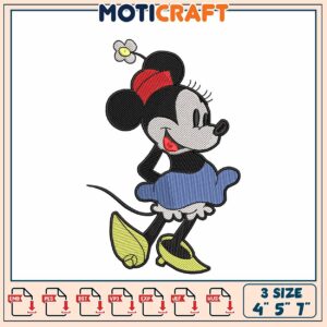 Minnie Mouse Embroidery Design for Craft Projects in Multiple Sizes