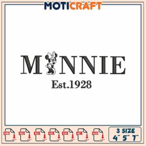 Minnie Mouse Embroidery Design 4x5x7