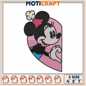 Minnie Mouse Embroidery Design File for Stitching Crafts 4 5 7 Inch
