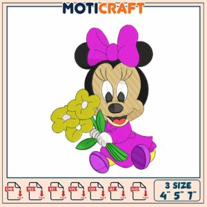 Minnie Mouse Embroidery Design 3 Sizes