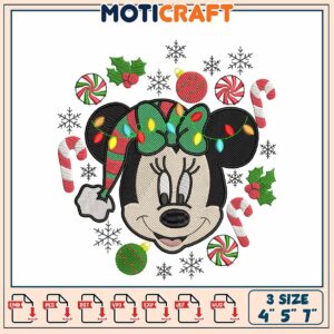 Minnie Mouse Christmas Embroidery Design