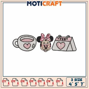 Minnie Mouse Coffee Feb Embroidery Design